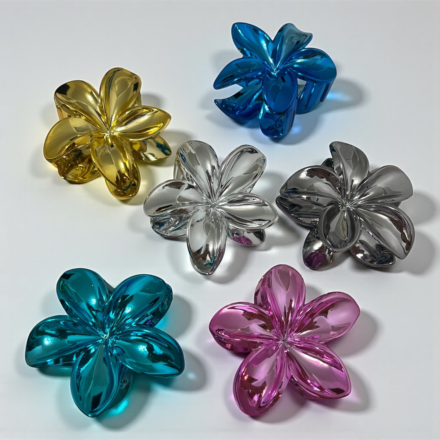 Pince à cheveux Fleurs métallisée